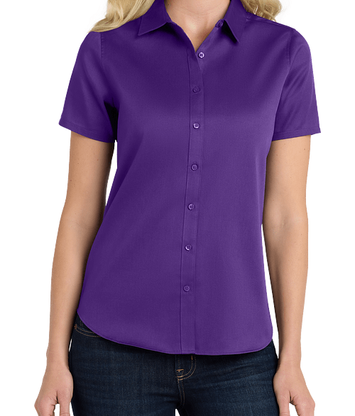 Port Authority Women's SuperPro React Short Sleeve Dress Shirt in Purple