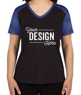 Sport-Tek Women's CamoHex Colorblock Performance Shirt - Color: Black / True Royal