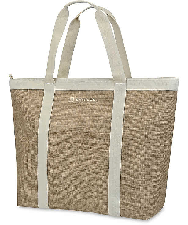 Full Color KeepCool Nairobi Jute Shopper Cooler Tote Bag