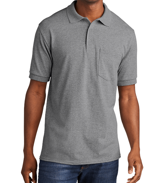 Port & Company Core Blend Easy Care Jersey Knit Pocket Polo in Athletic Heather