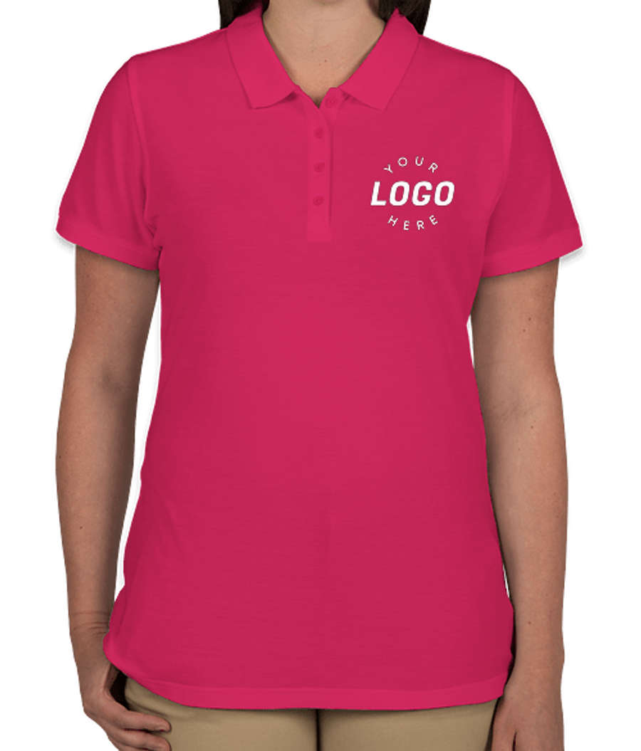 Port Authority Women's Lightweight Classic Pique Polo - Printed in Pink Azalea