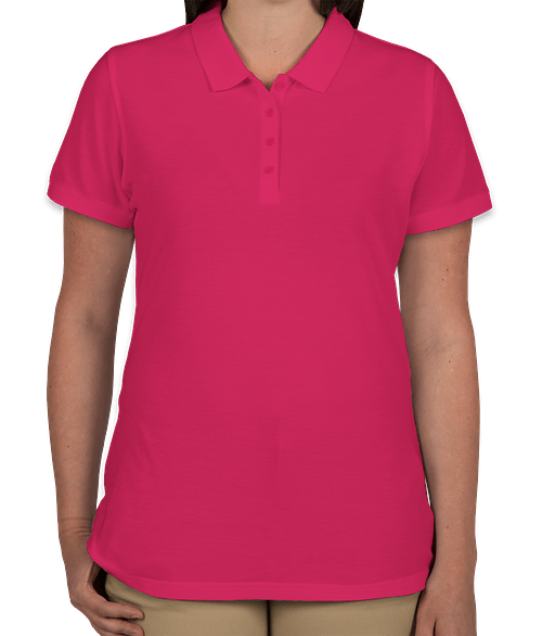 Port Authority Women's Lightweight Classic Pique Polo - Embroidered in Pink Azalea