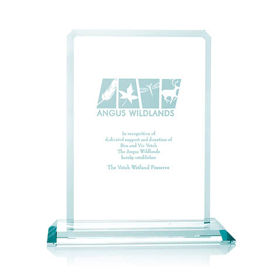 Laser Engraved Clipped Jade Crystal Award in Jade