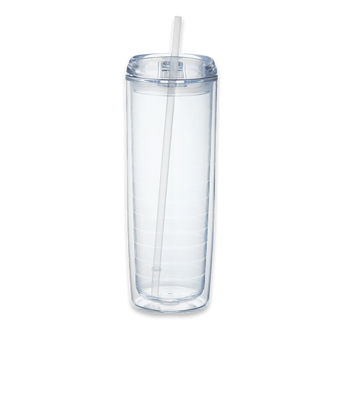 Retro Stripe 24 oz. Mega Vortex Acrylic Tumbler with Straw in Clear / Rainbow