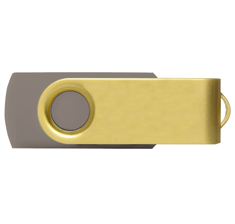 Full Color Gold Matte Swivel USB Flash Drive 8GB-default