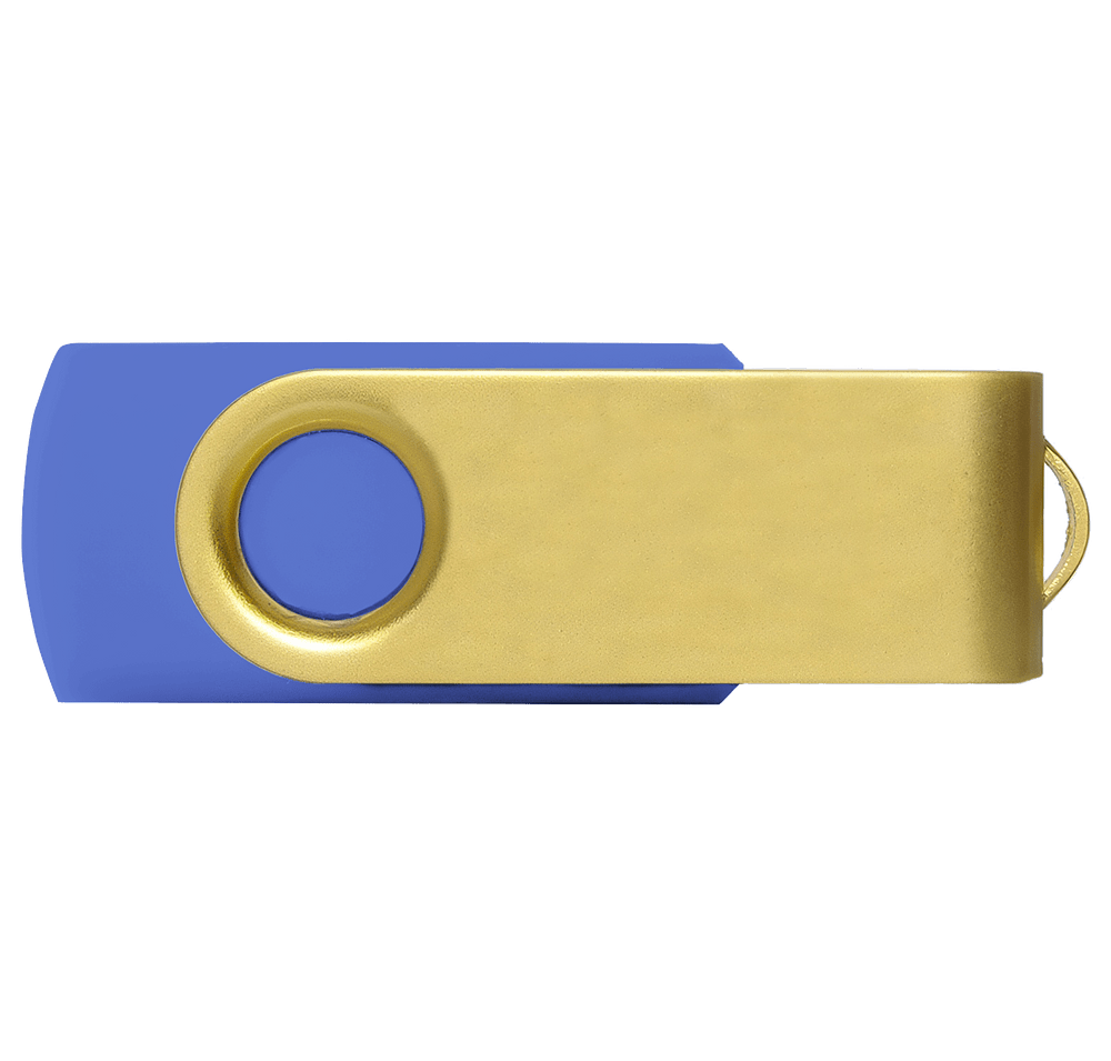 Full Color Gold Matte Swivel USB Flash Drive 4GB-default