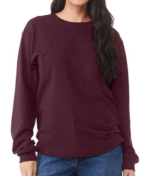 Bella + Canvas Heavyweight Boxy Long Sleeve T-shirt in Maroon