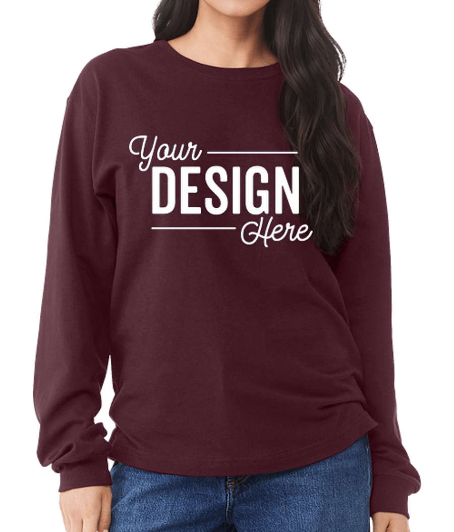 Bella + Canvas Heavyweight Boxy Long Sleeve T-shirt in Maroon