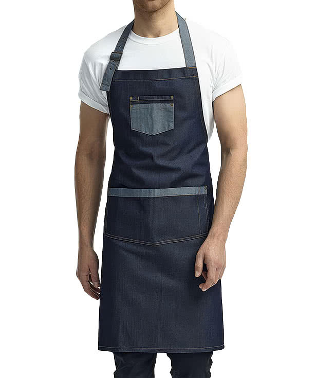 Artisan Collection Domain Contrast Denim Two-Pocket Apron - Embroidered