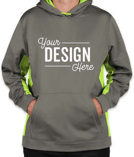 Sport-Tek Colorblock Performance Pullover Hoodie - Color: Dark Smoke Grey / Lime Shock
