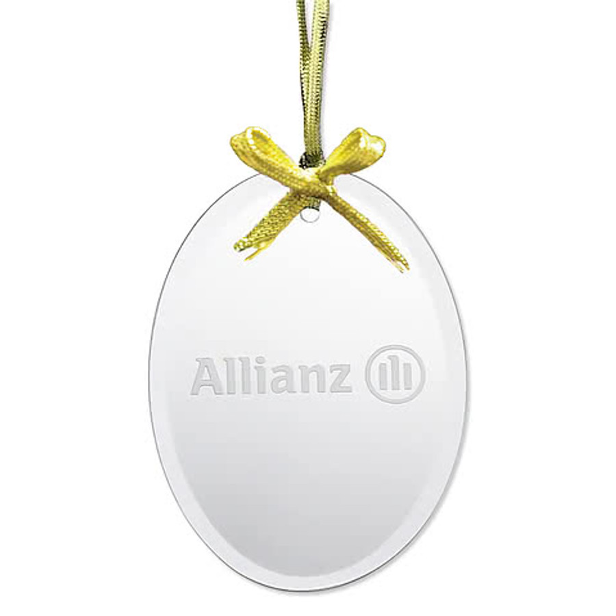 Laser Engraved Oval Glass Ornament in Clear
