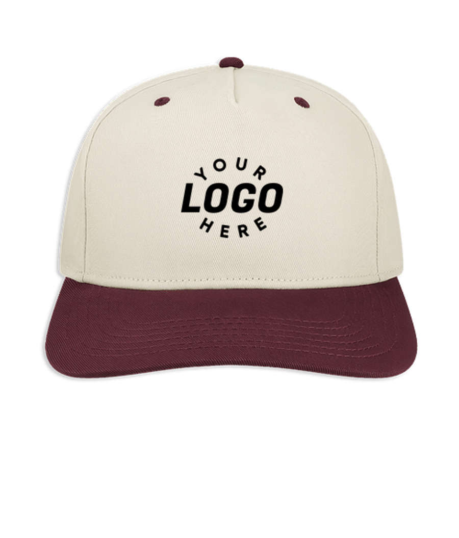 Legacy Heritage Twill Five Panel Baseball Hat in Stone / Maroon