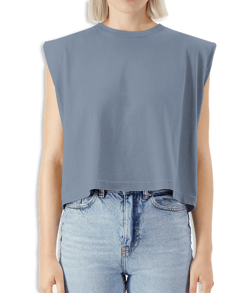 American Apparel Women's Garment Dyed Boxy Muscle Tank in Faded Navy