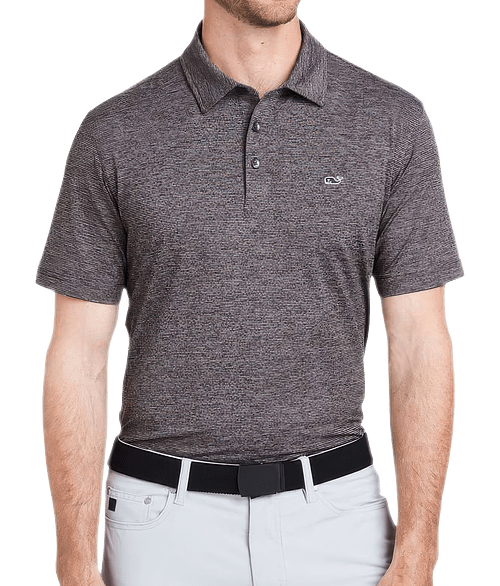 Vineyard Vines Destin Stripe Sankaty UPF 30+ Performance Polo in Evening Sky