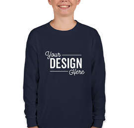 Canada - Gildan Youth 100% Cotton Long Sleeve T-shirt - Color: Navy
