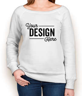 Bella + Canvas Women's Tri-Blend Wide Neck Sweatshirt - Color: Solid White Triblend