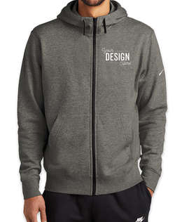 Nike Club Fleece Sleeve Swoosh Zip Hoodie - Color: Charcoal Heather