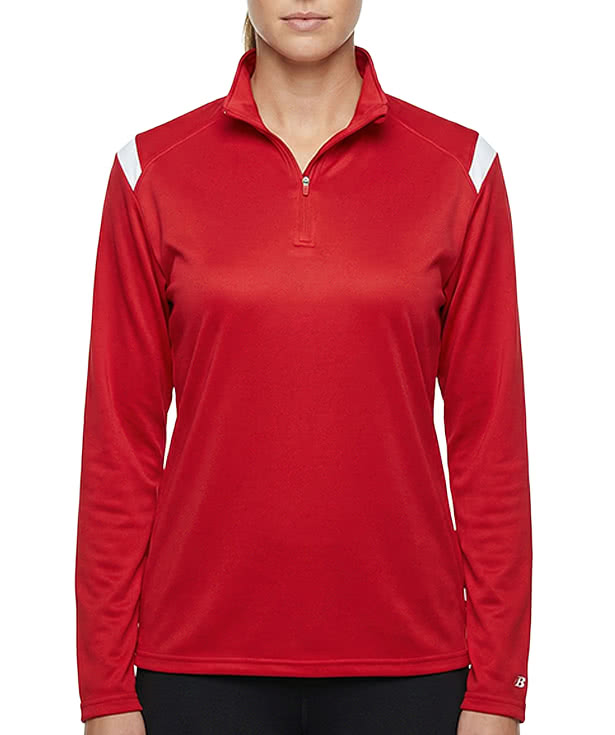 Badger Women's On The Rise Sport Paneled Performance Quarter Zip Pullover
