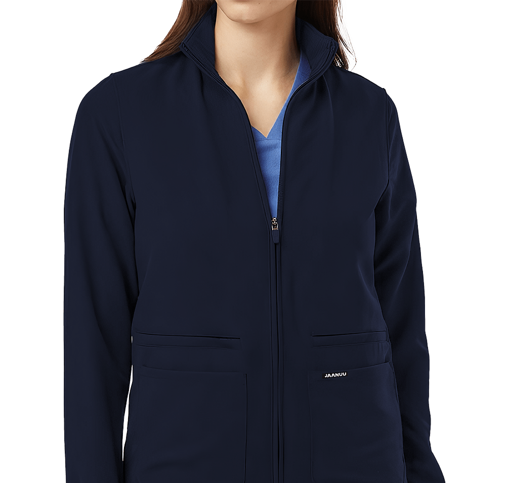 Jaanuu Women's Ceri Essential Six-Pocket Full-Zip Scrub Jacket - Embroidered-default