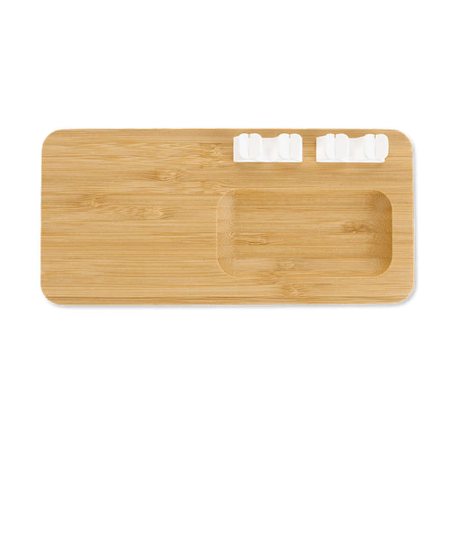 Bamboo 10W Wireless Charging Pad with Cable Organizer in Natural