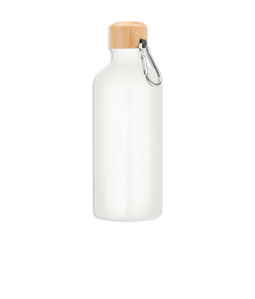 Full Color 20 oz. Tundra Aluminum Bike Water Bottle with Bamboo Lid in White