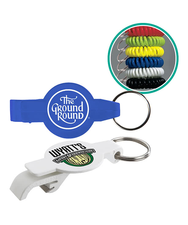 Round Stainless Steel Beverage Wrench Keychain
