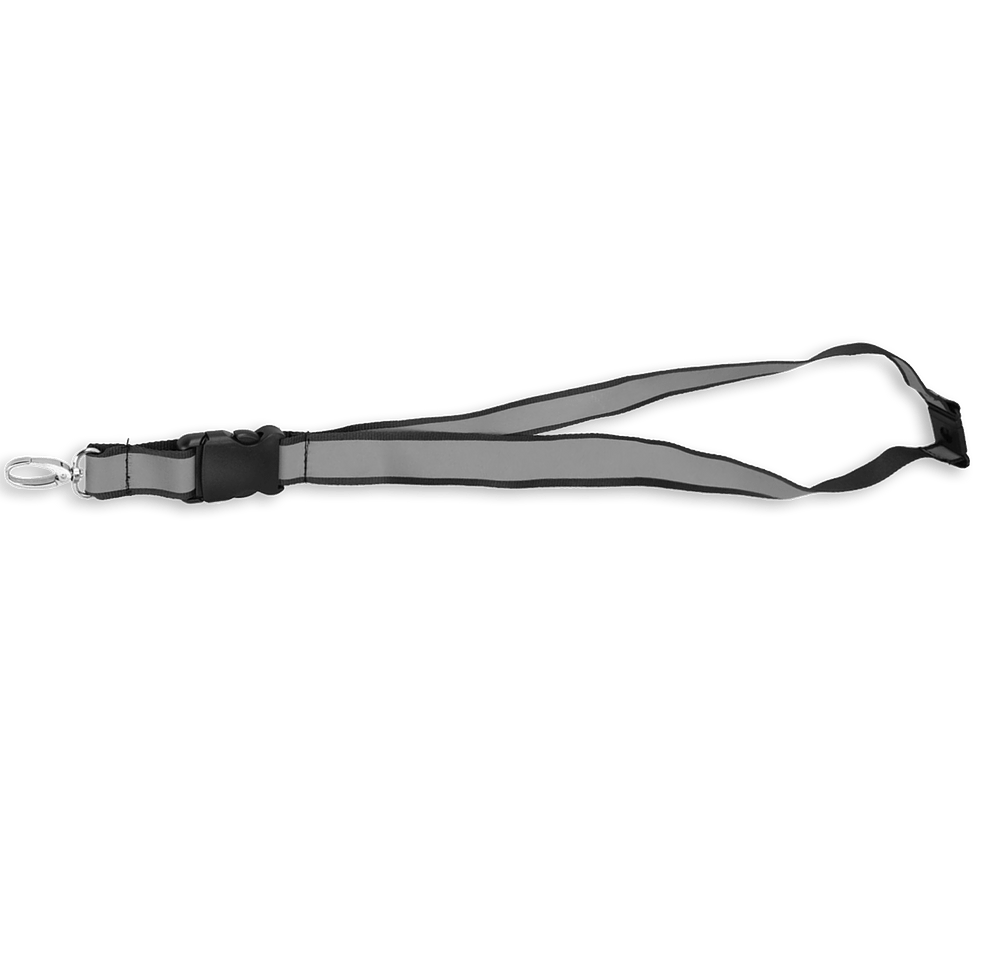 Recycled Reflective Breakaway Lanyard with Metal Hook Clip-default