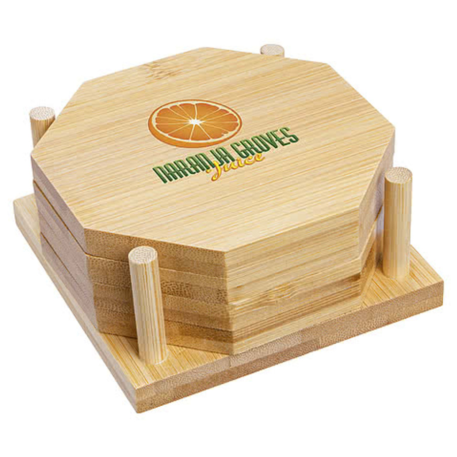 Bamboo 4-Piece Coaster Set in Bamboo
