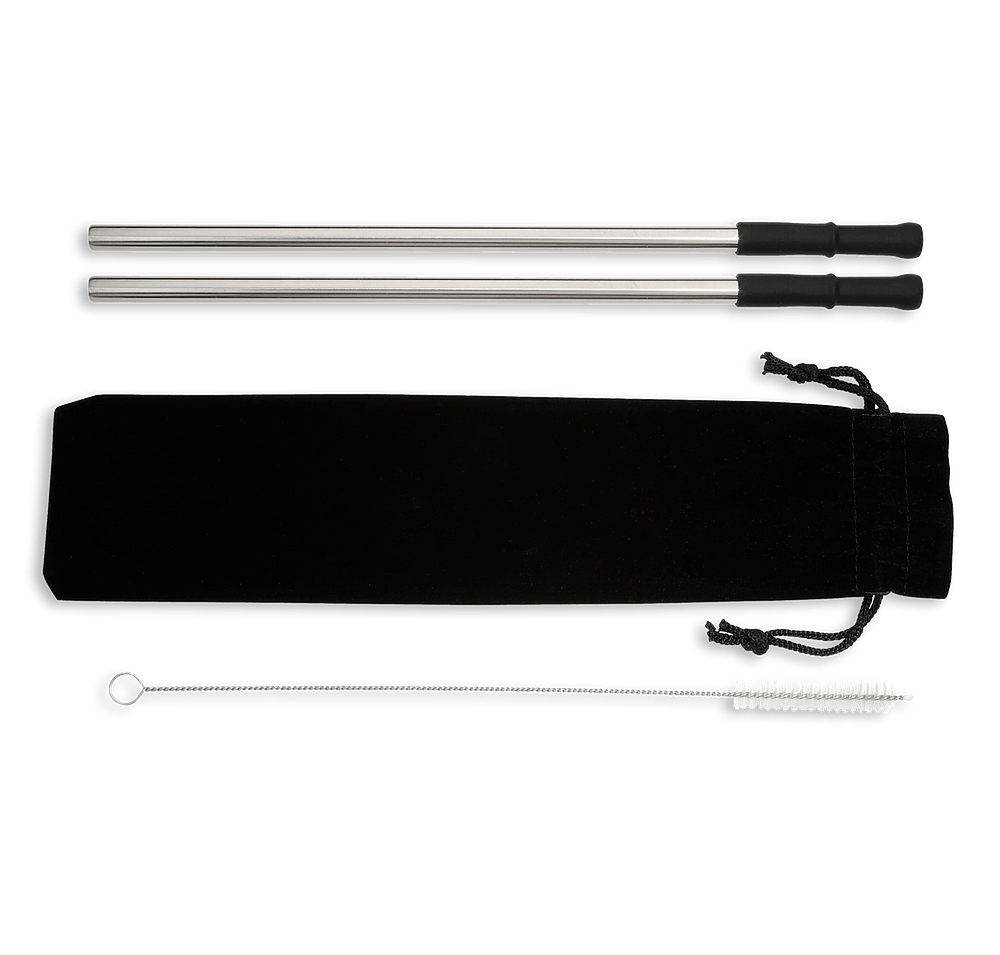 Laser Engraved Reusable Stainless Steel Straw Set-default