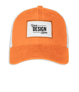 Ahead Solana Pigment Dyed Trucker Hat with White Rectangle Patch - Color: Mango Tango / White