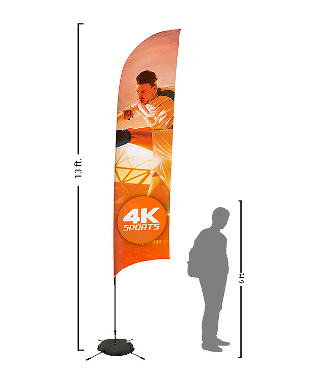 Full Color 13’ Streamline Razor Flag with Cross Base