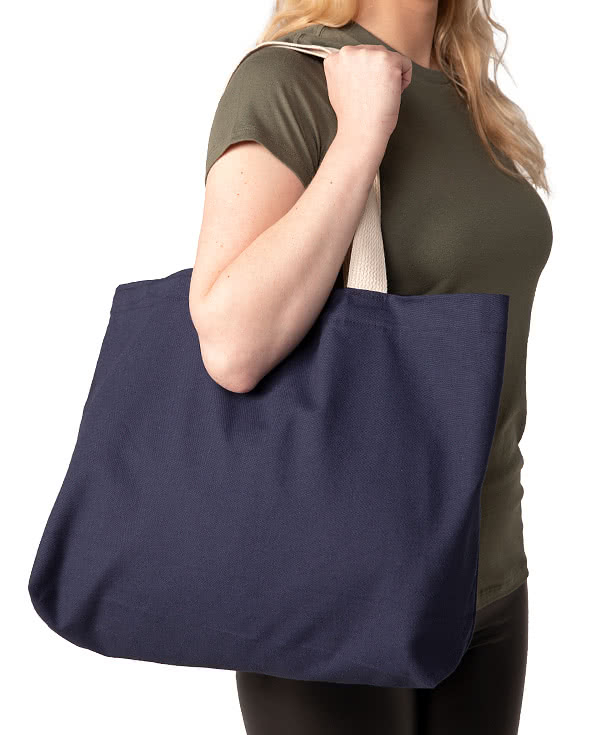 Bayside USA-Made Large 100% Cotton Canvas Tote Bag