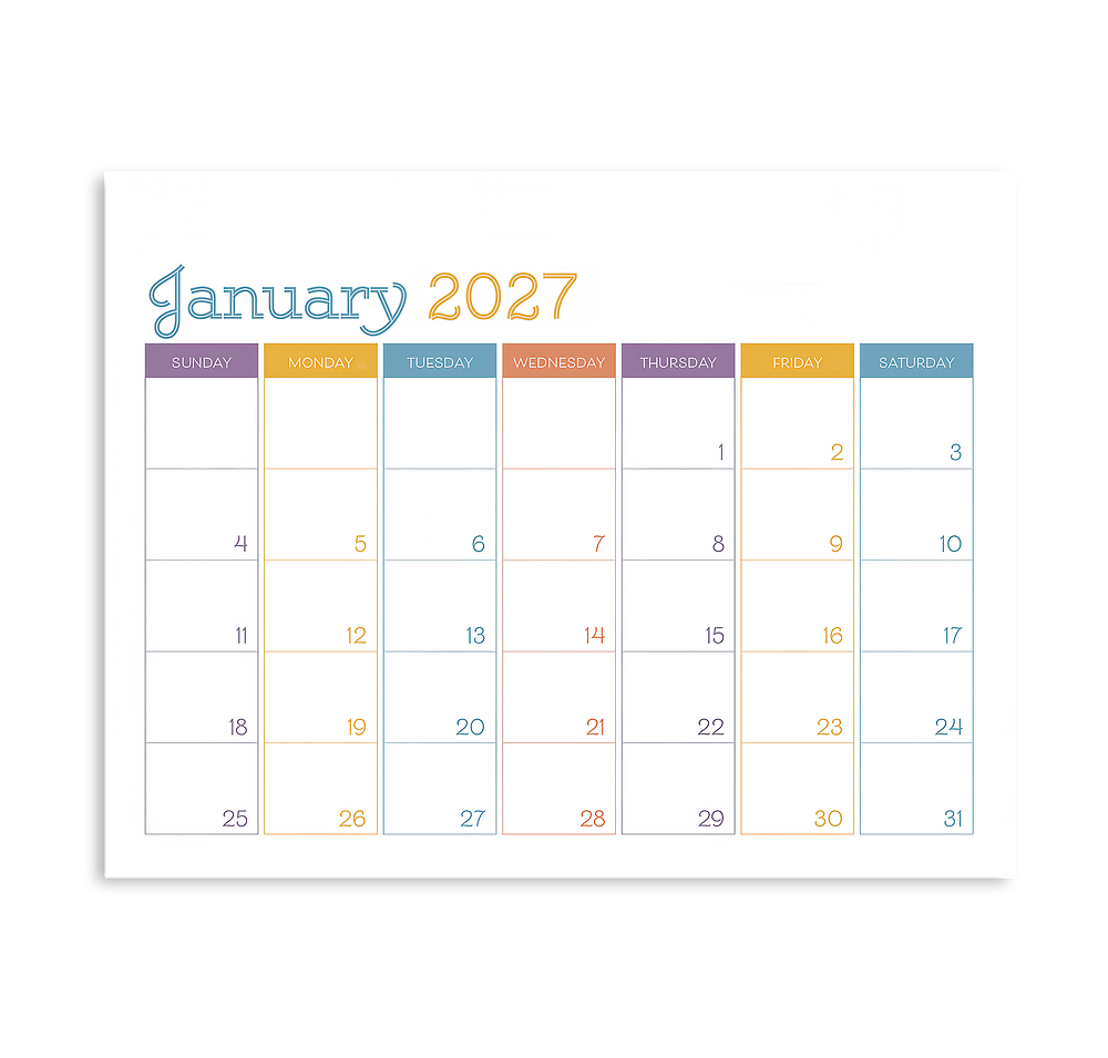 Full Color Small Monthly Colors Desk Pad Calendar-default