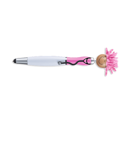 MopToppers Stethoscope Medium Tone Ballpoint Stylus Pen (black ink) in Pink