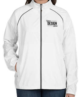 Elevate Women's Egmont Packable Contrast Zipper Windbreaker - Color: White / Steel Grey