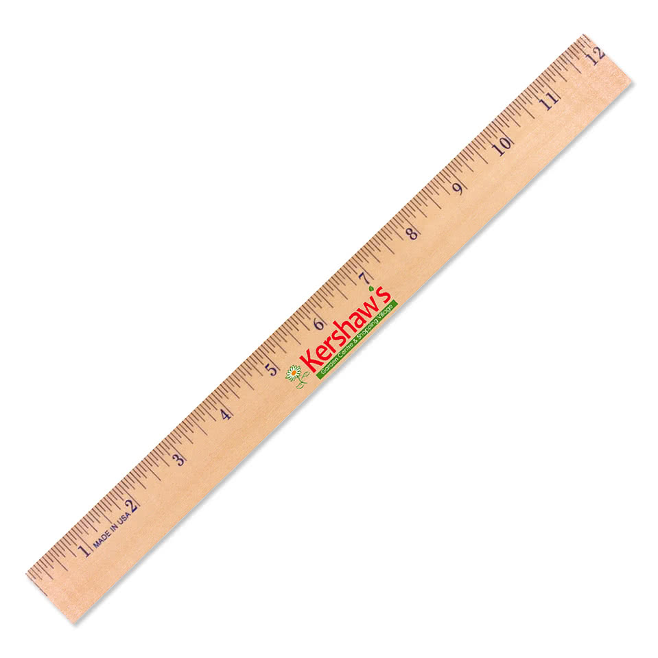 12" Clear Lacquer Wood English Scale Ruler