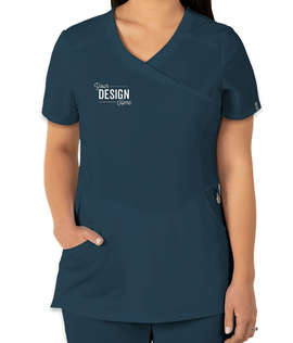Cherokee Infinity Women's Mock Wrap Scrub Top - Color: Caribbean Blue