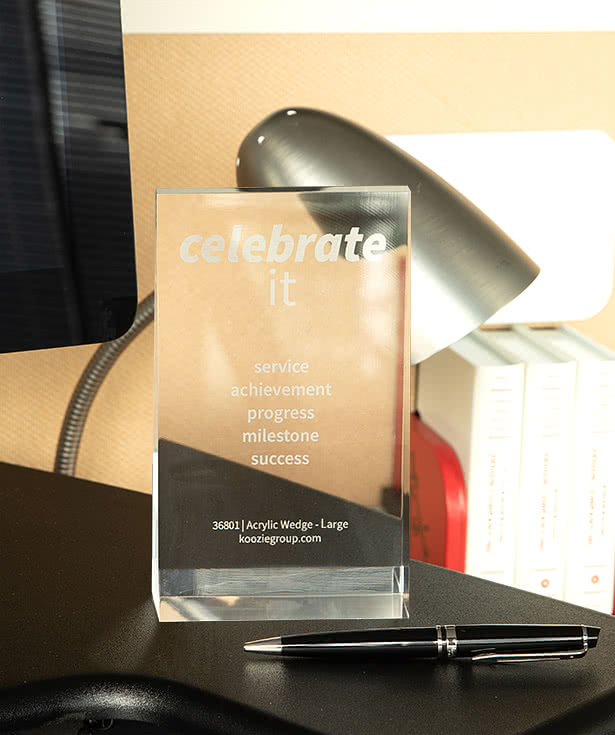 Laser Engraved 7" Acrylic Wedge Award