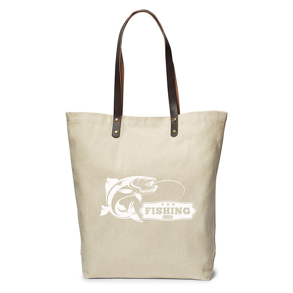 Urban Cotton Tote Bag with Leather Handles