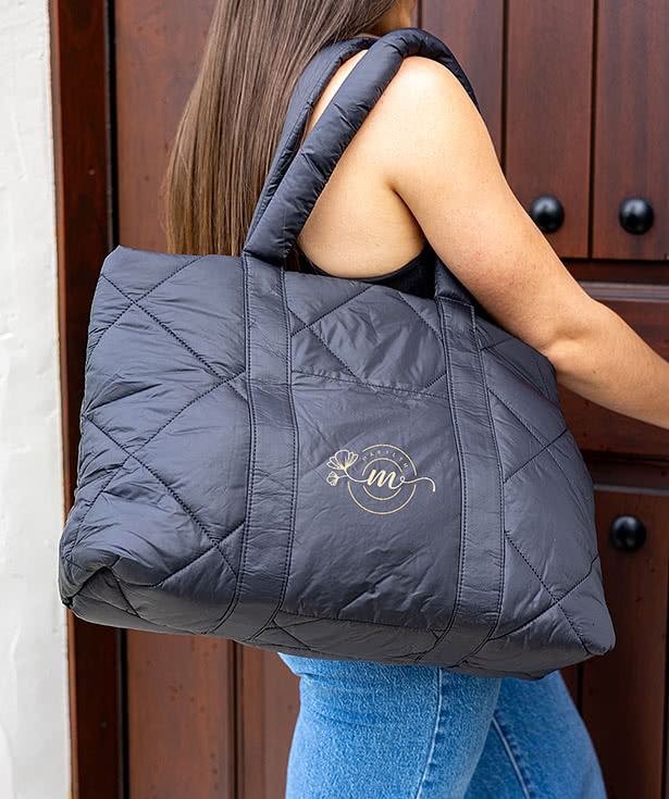 Custom Luxe Large Quilted Nylon Tote Bag - Design Tote Bags Online