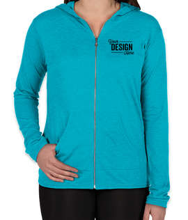 Anvil Women's Tri-Blend Full Zip T-shirt Hoodie