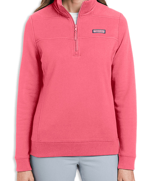 Vineyard Vines Women's Collegiate Logo Shep Quarter Zip Sweatshirt in Jetty Red