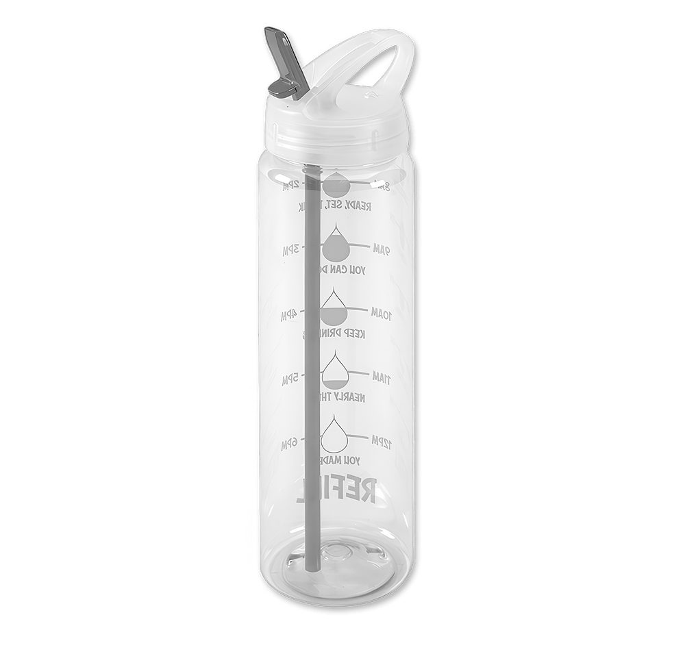 32 oz. Clear Water Bottle with Colored Straw and Hydration Mark-default