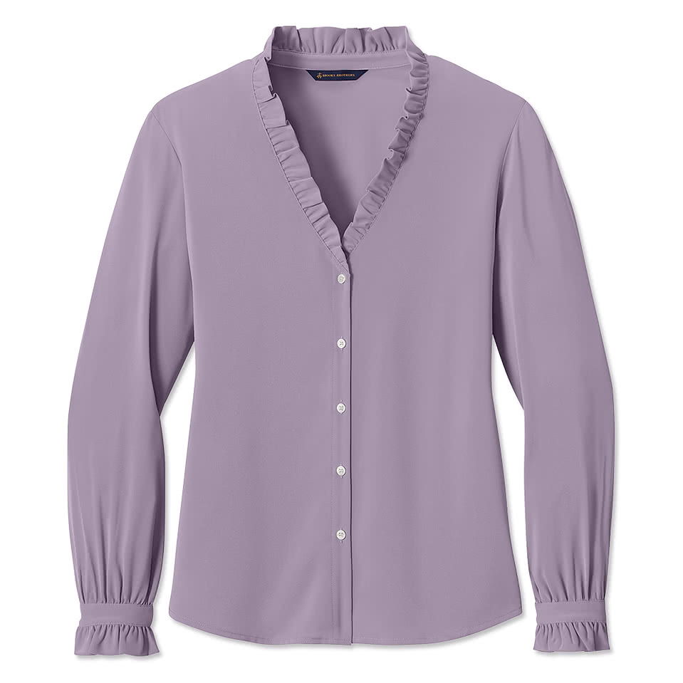 Brooks Brothers Women’s Long Sleeve Ruffle Collar Satin Blouse