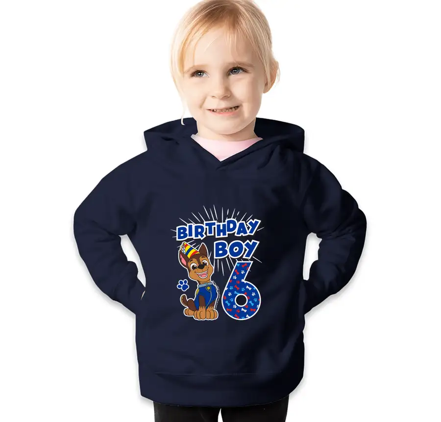 Paw Patrol - Birthday Boy Chase - 6th Birthday - Rabbit Skins Toddler Pullover Hoodie