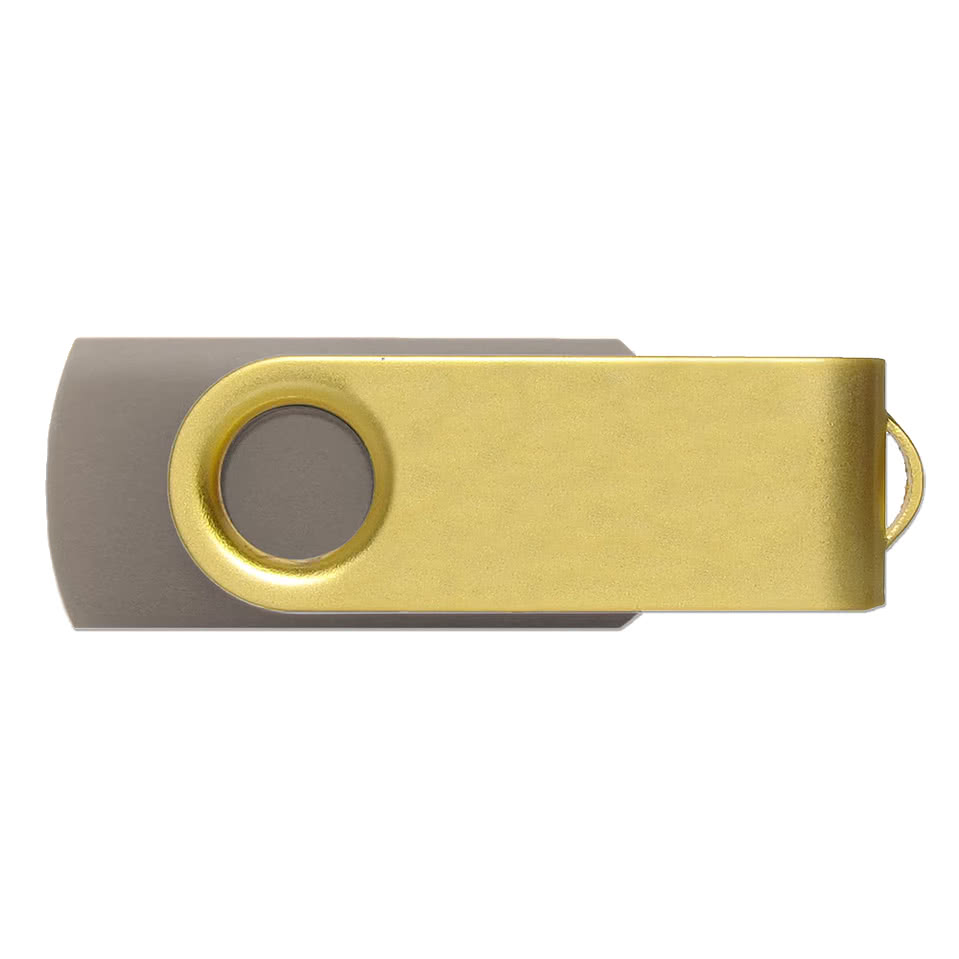 Full Color Gold Matte Swivel USB Flash Drive 4GB