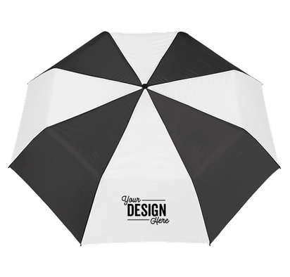 42" Arc Budget Multi-Tone Telescopic Folding Umbrella - Black / White