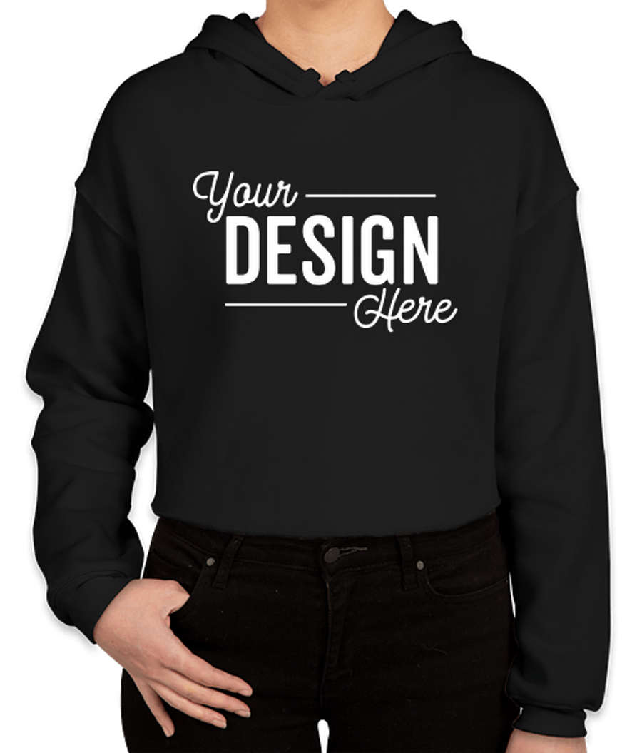 Bella + Canvas Women's Drop Shoulder Cropped Hoodie in Black