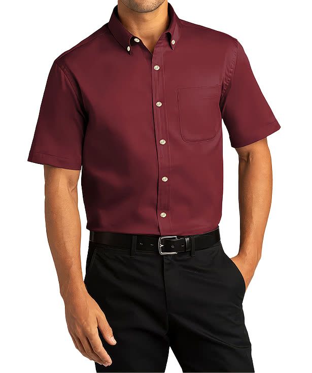 Blue Generation Superblend Poplin Short Sleeve Dress Shirt - Embroidered