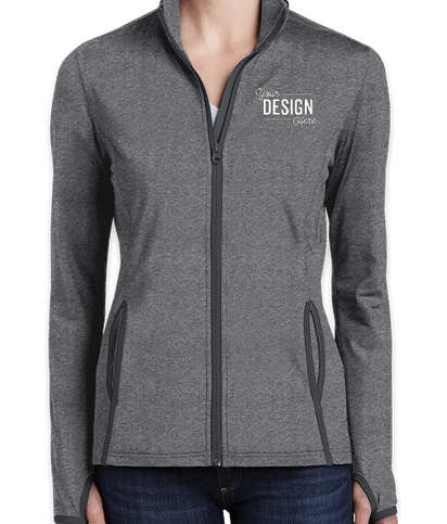 Sport-Tek Women's Sport-Wick Stretch Full Zip Jacket - Charcoal Grey Heather / Charcoal Grey